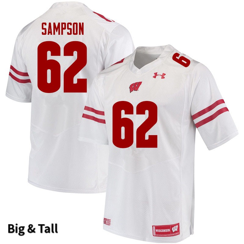 Wisconsin Badgers Men's #62 Cormac Sampson NCAA Under Armour Authentic White Big & Tall College Stitched Football Jersey LX40B82PB